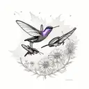 side by side firefly and hummingbird in harmony tattoo design idea