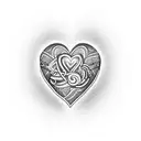 heart tattoo with "Alice" written inside making part of the heart in Maori style tattoo design idea