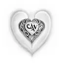 heart tattoo with "Alice" written inside making part of the heart in Maori style tattoo design idea