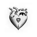 heart tattoo with "Alice" written inside making part of the heart in Maori style tattoo design idea