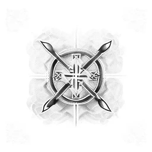 cross and writing on pec tattoo design idea
