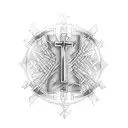 cross and writing on pec tattoo design idea