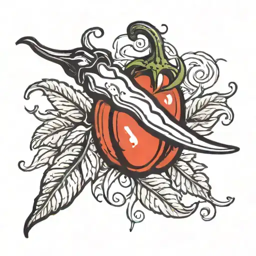 A Chilli pepeer in love with a tomato tattoo design idea