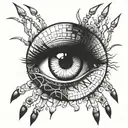 Creepy eye with fingers in style tattoo design idea
