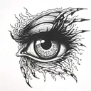 Creepy eye with fingers in style tattoo design idea