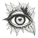 Creepy eye with fingers in style tattoo design idea