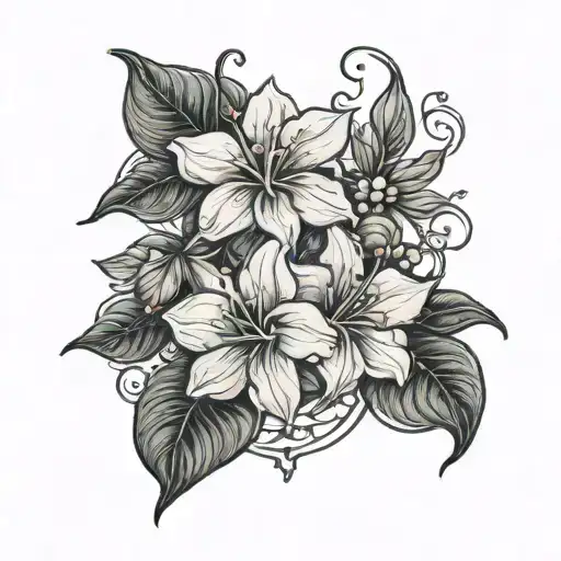 bougainvillea flowers intertwined tattoo design idea