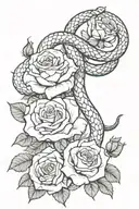 Biblical Snake and Roses tattoo design idea