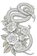 Biblical Snake and Roses tattoo design idea