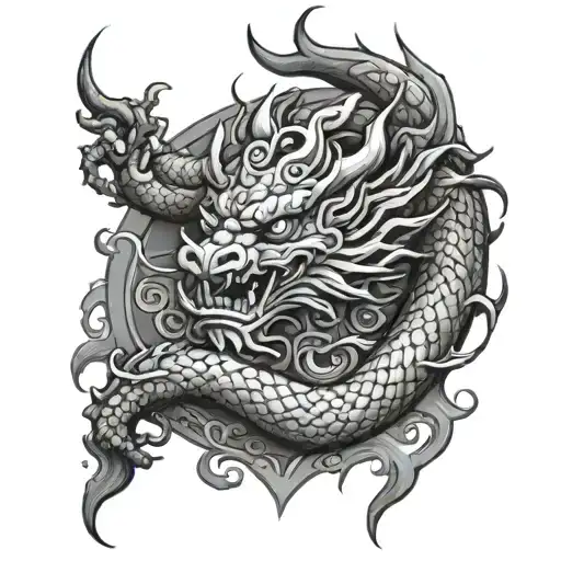 persian dragon demon warroir  tattoo design idea