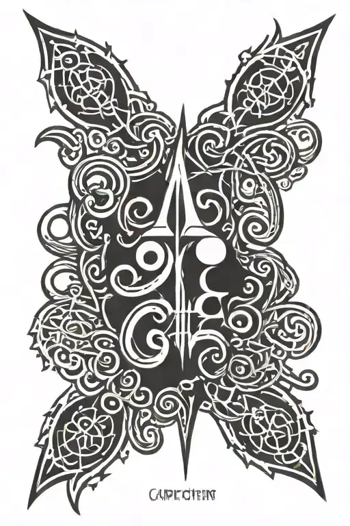 A dark and mysterious tattoo featuring Gothic symbols including the phrase "Carpe Noctem" tattoo design idea