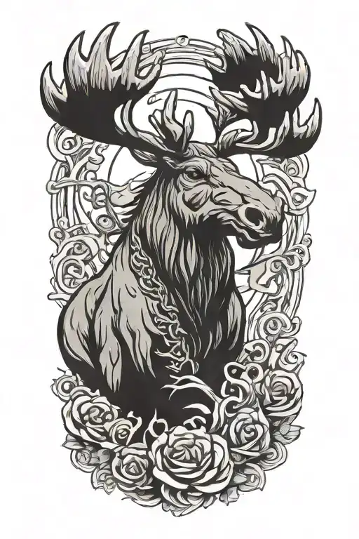 Evil Moose God tattoo design idea