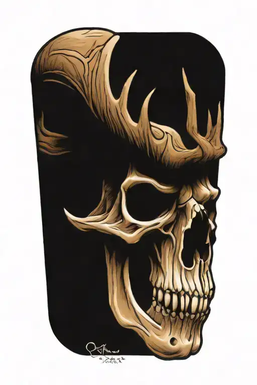 Evil Moose Skull Mysterious and Dark tattoo design idea