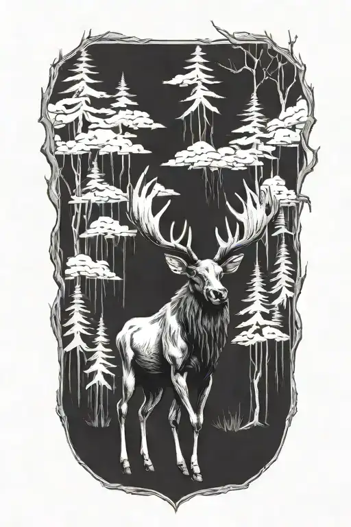 Evil Moose Skull tattoo design idea