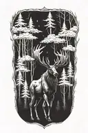 Moose God In An Evil Forest With Scary Eyes tattoo design idea