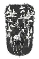 Moose God In An Evil Forest With Scary Eyes tattoo design idea