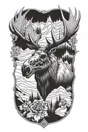 Evil Moose Skull tattoo design idea