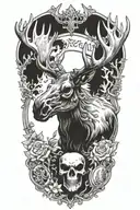 Evil Moose Skull tattoo design idea