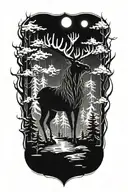 Moose God In An Evil Forest With Scary Eyes tattoo design idea