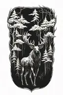 Moose God In An Evil Forest With Scary Eyes tattoo design idea