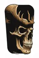 Evil Moose Skull Mysterious and Dark tattoo design idea