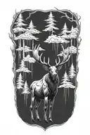 Evil Moose Skull tattoo design idea