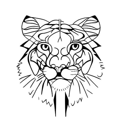 puma line art tattoo design idea