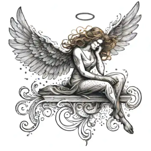 angel falling tattoo design idea