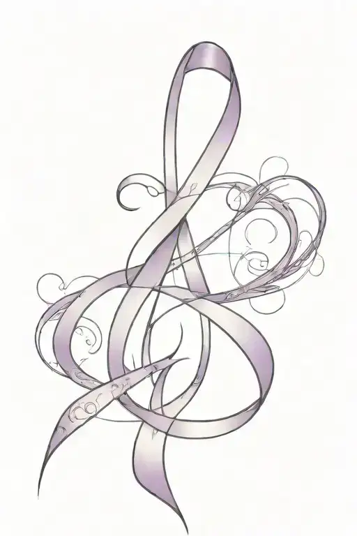 purple ribbon for epilepsy and cystic fibrosis, in LXV tattoo design idea