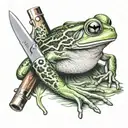 Tree frog on a switchblade knife tattoo design idea