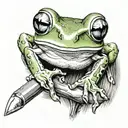 Tree frog on a switchblade knife tattoo design idea