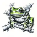 Tree frog on a switchblade knife tattoo design idea