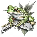 Tree frog on a switchblade knife tattoo design idea