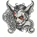 angel face devil thoughts tattoo design idea