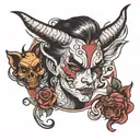 angel face devil thoughts tattoo design idea