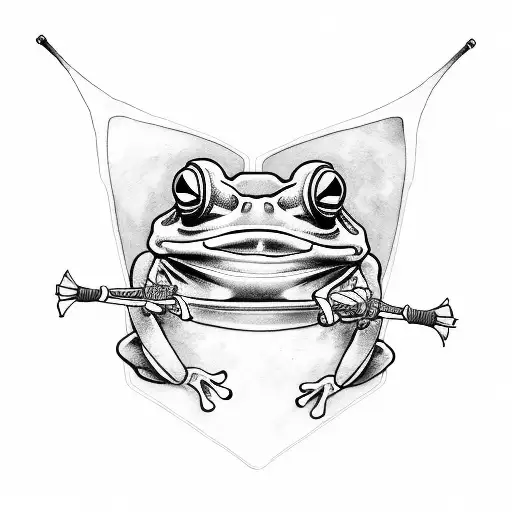 samurai frog  tattoo design idea