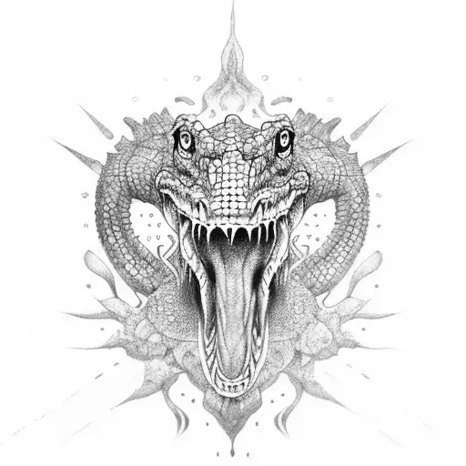 dark crocodile  tattoo design idea