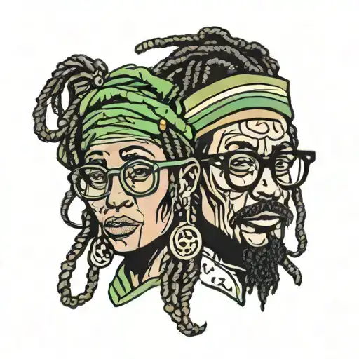 Rasta man/woman with glasses nose piercing tattoo design idea