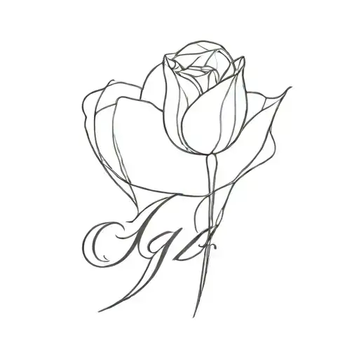 initials: G L g tulip in between the letters tattoo design idea