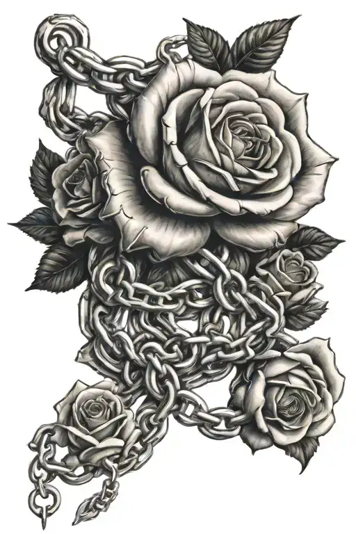 roses and chain links tattoo design idea