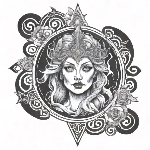 norse pagen goddess hel nordic godess tattoo design idea