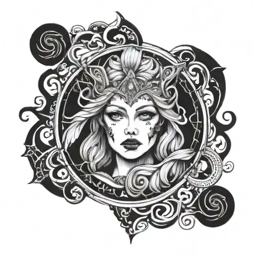 norse pagen goddess hel nordic godess tattoo design idea