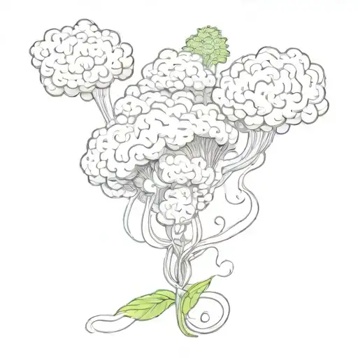 A surreal landscape where the sky is made of swirling smoke and clouds resemble cannabis buds tattoo design idea