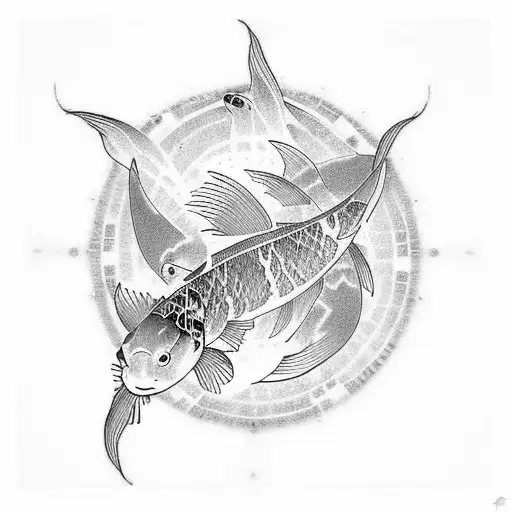 jedi koi fish meditating tattoo design idea