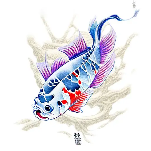 jedi koi fish made from bonsai roots tattoo design idea