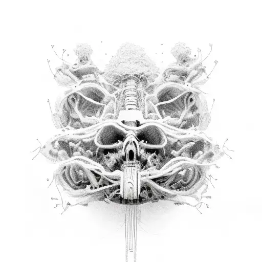biomachanical ripped under skin gears wires spring forarm tattoo design idea