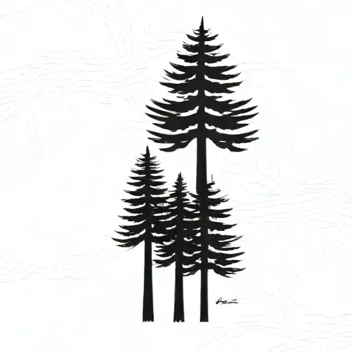  fine line cedar tree  tattoo design idea