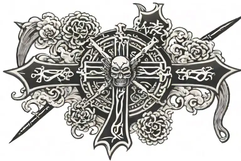 Gangsta cross tattoo design idea