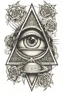 all seeing eye, realistic, eye crying, triangle, on forearm  tattoo design idea