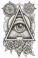 all seeing eye, realistic, eye crying, triangle, on forearm  tattoo design idea